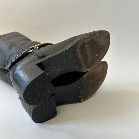 GUCCI BLACK LEATHER HORSEBIT TESS TALL BOOTS - Picture 8 of 9